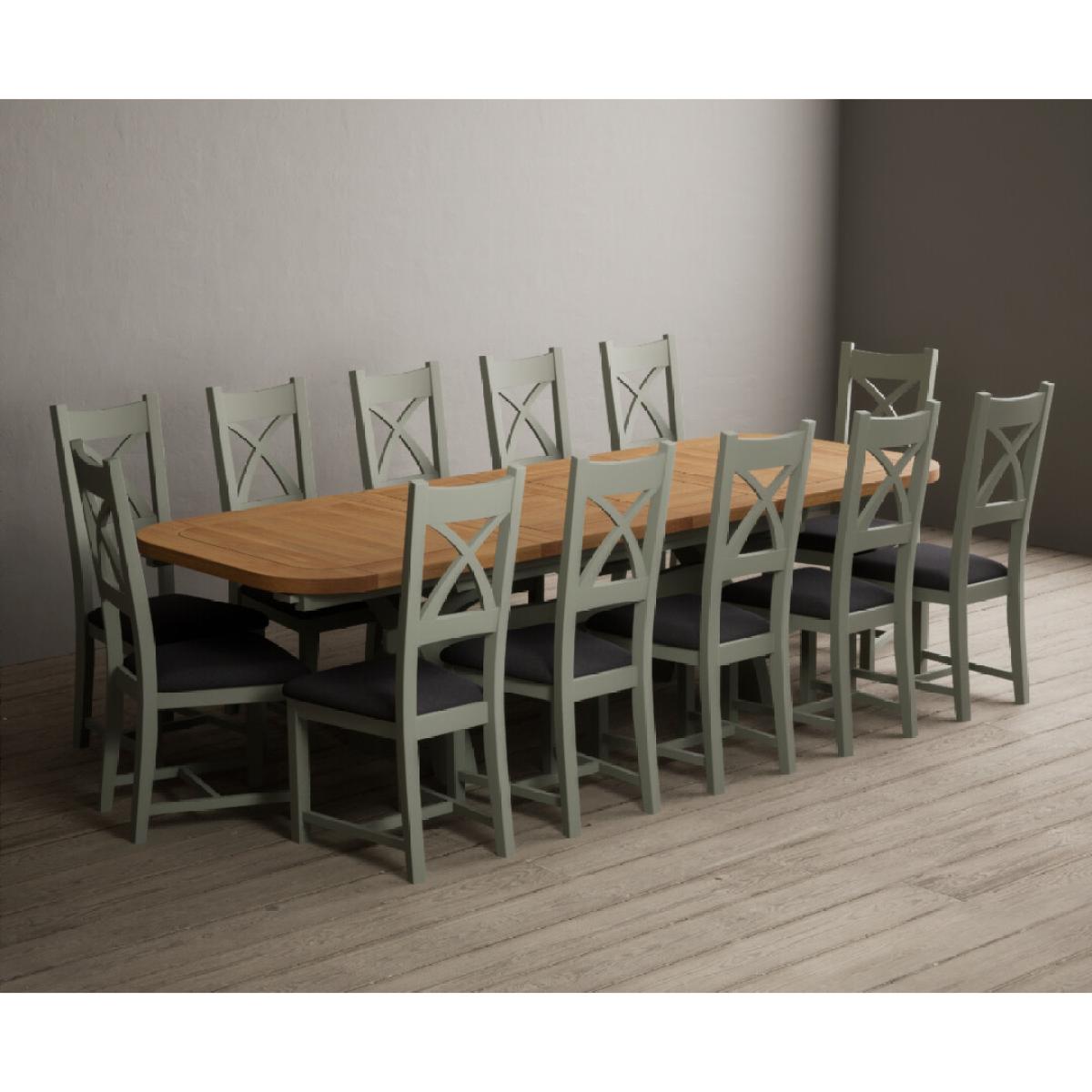 Extending Olympia 180cm Oak and Soft Green Painted Dining Table with 6 Linen Chairs – image 83