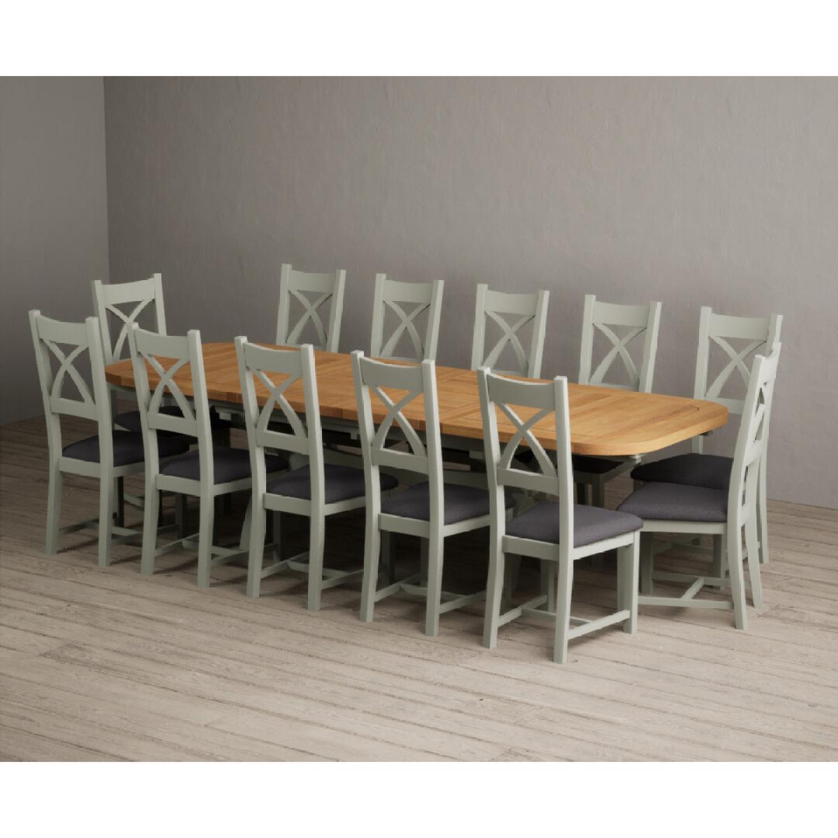Extending Olympia 180cm Oak and Soft Green Painted Dining Table with 6 Linen Chairs – image 84