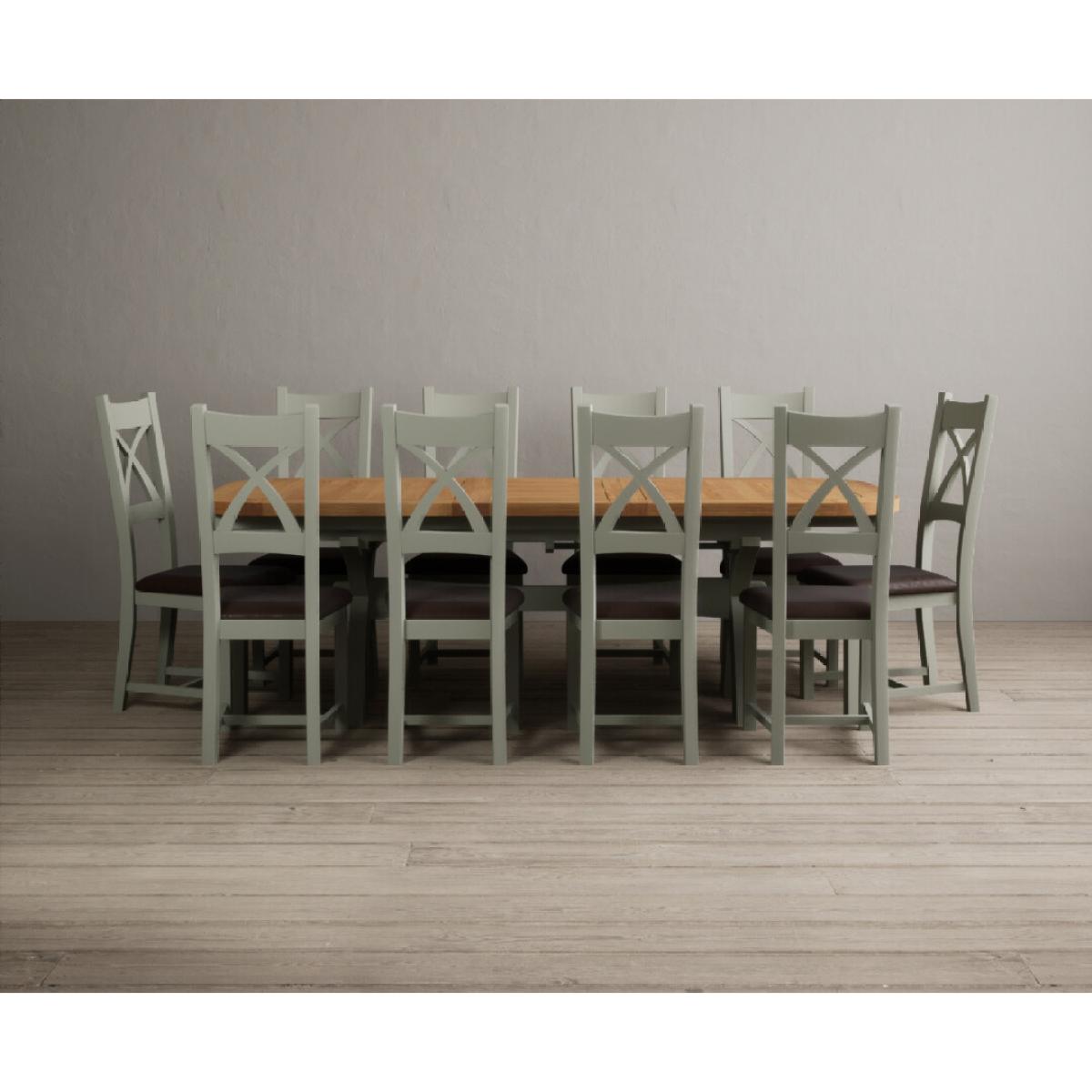 Extending Olympia 180cm Oak and Soft Green Painted Dining Table with 6 Linen Chairs – image 93