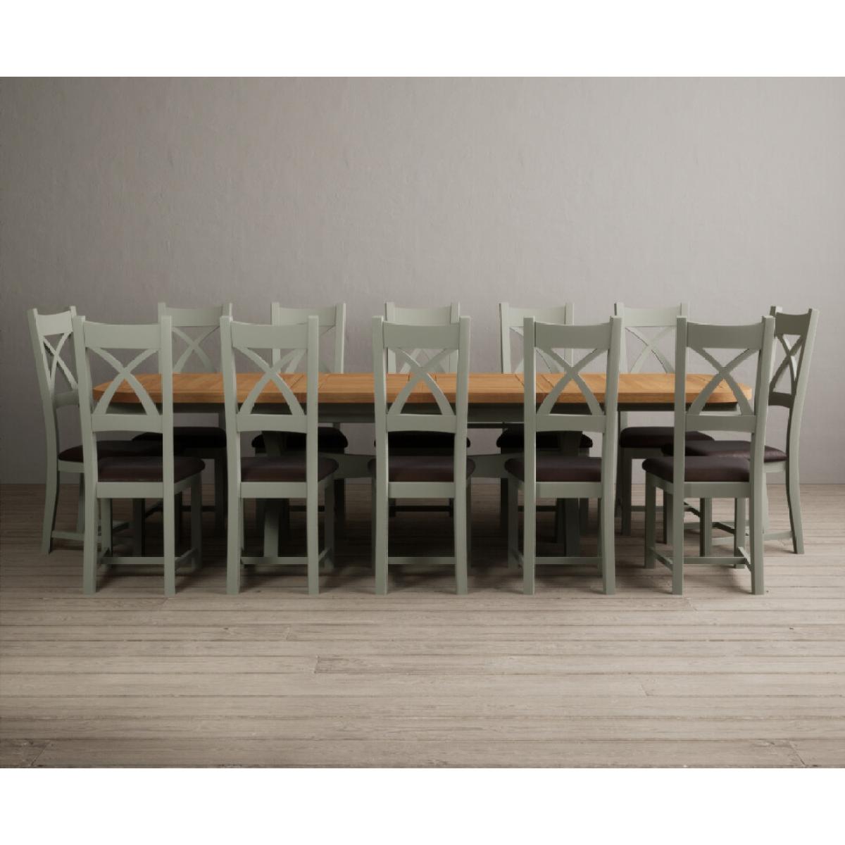 Extending Olympia 180cm Oak and Soft Green Painted Dining Table with 6 Linen Chairs – image 96