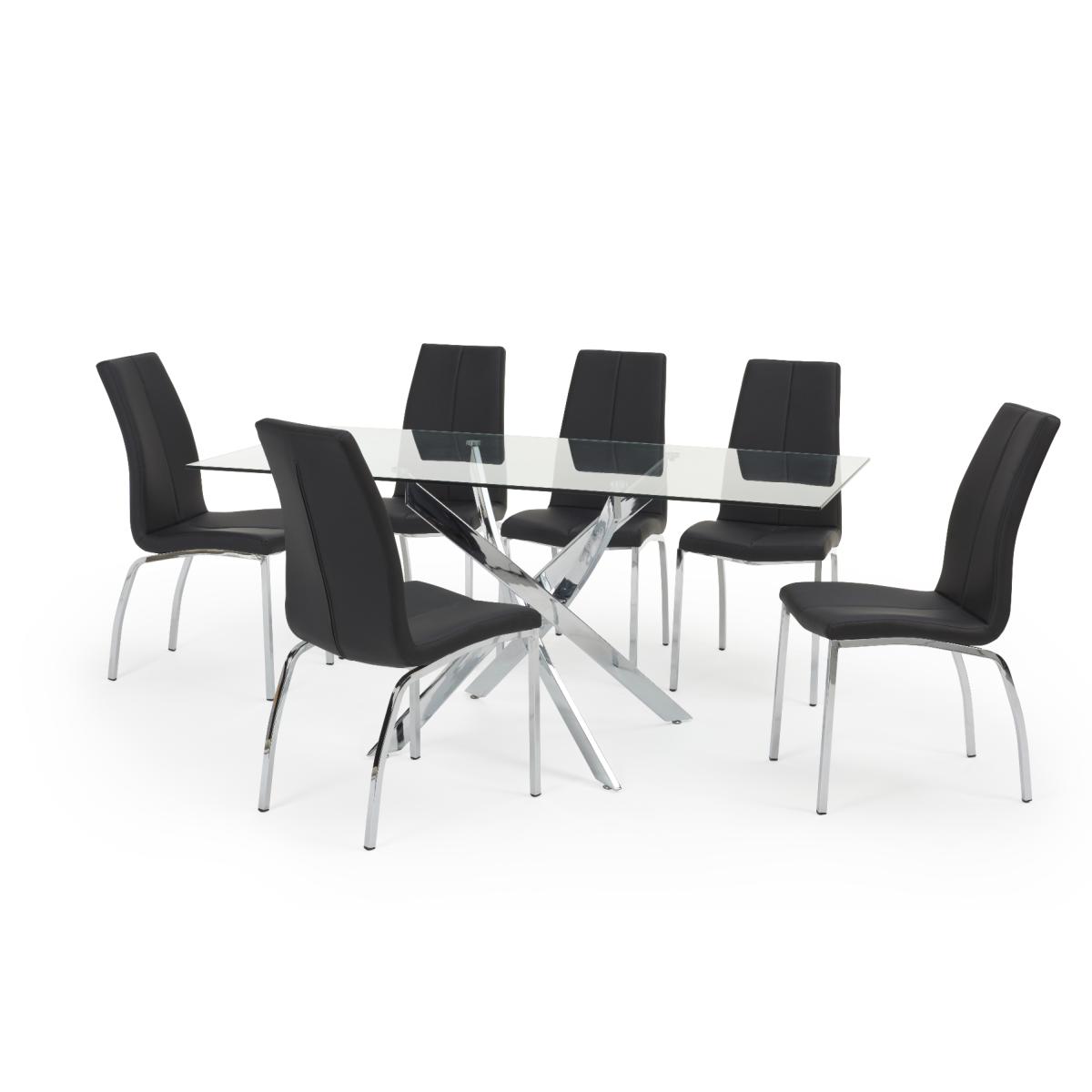 Denver 160cm Glass Dining Table With 8 Grey Cavello Chairs – image 9