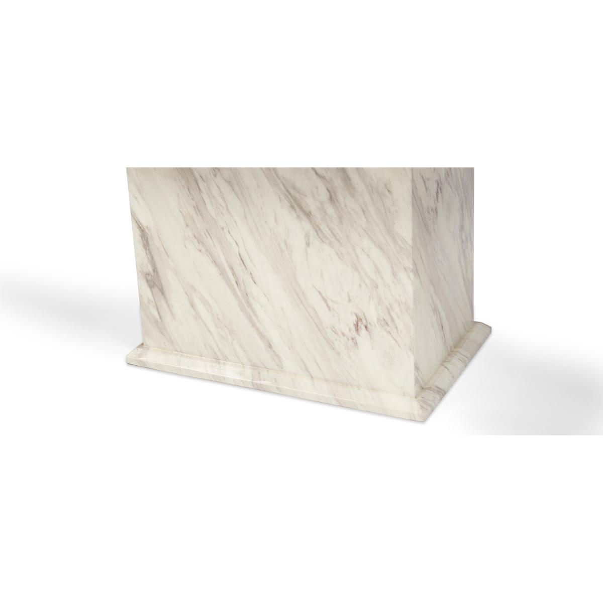 Marino 220cm Marble-Effect Dining Table With 10 White Malaga Chairs – image 19