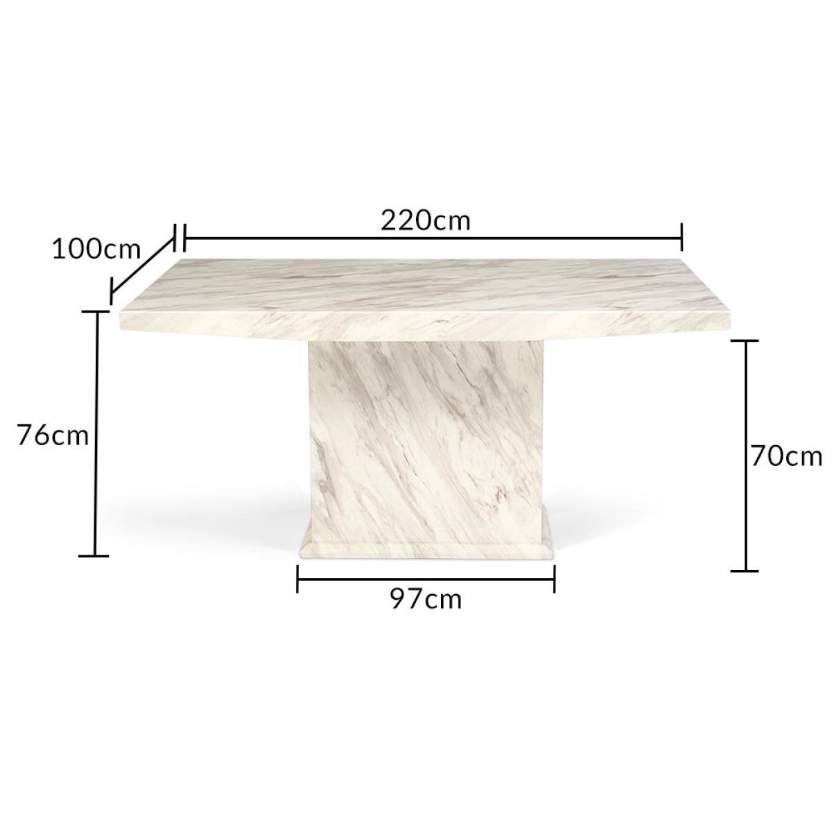 Marino 220cm Marble-Effect Dining Table With 10 White Malaga Chairs – image 20