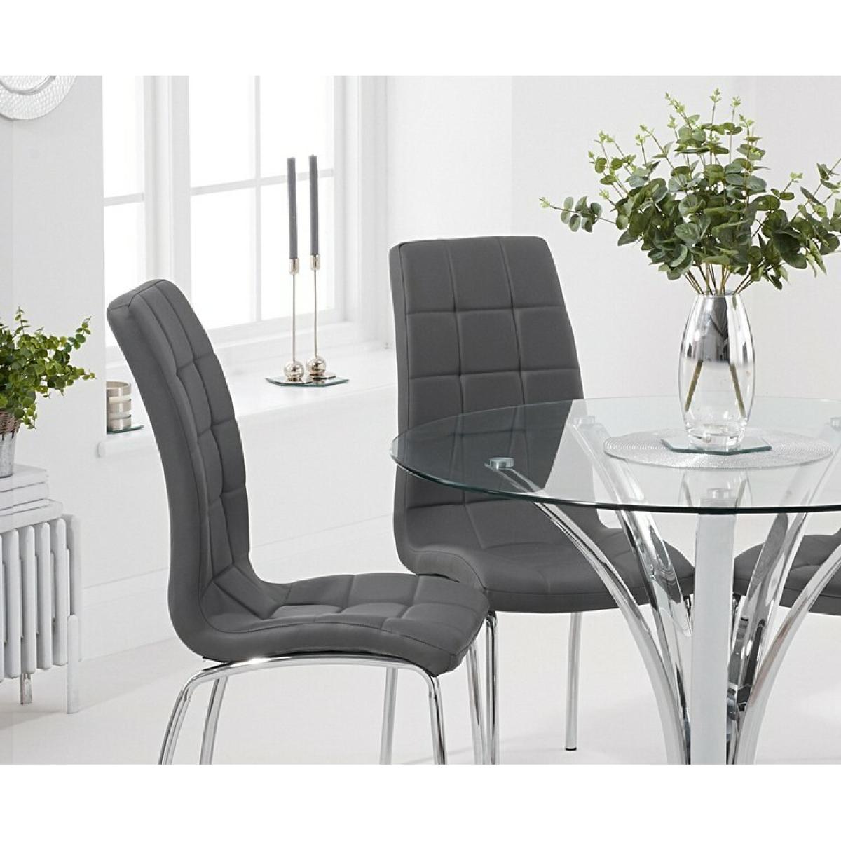 Ex-display Aria 110cm Glass Dining Table with 4 BLACK Calgary Faux Leather Chairs – image 2