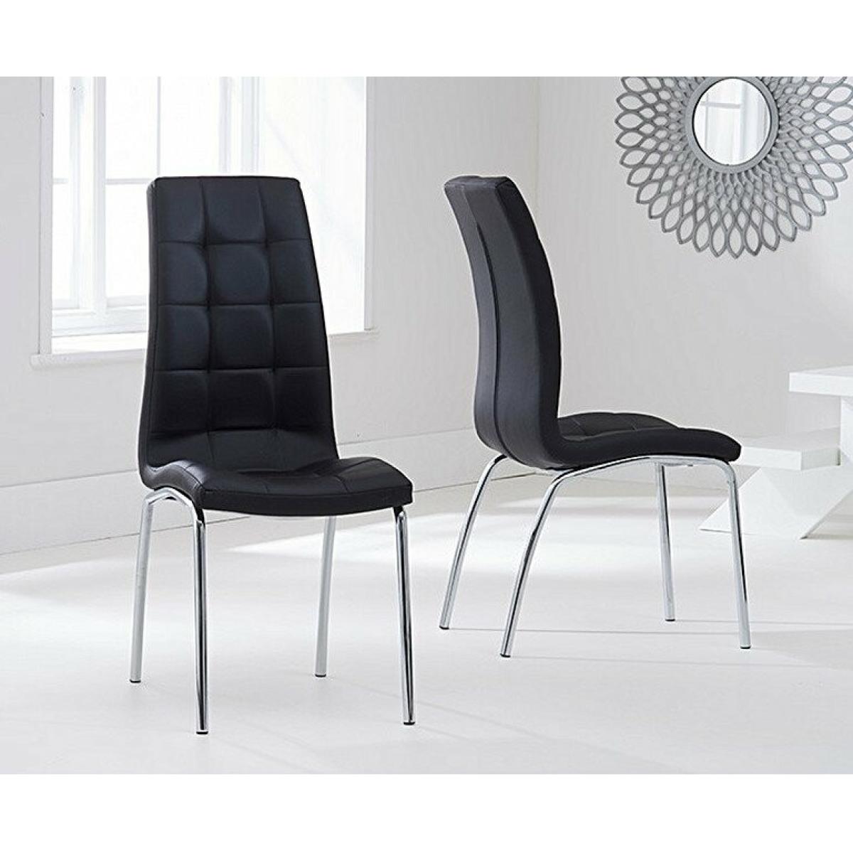 Ex-display Aria 110cm Glass Dining Table with 4 BLACK Calgary Faux Leather Chairs – image 3