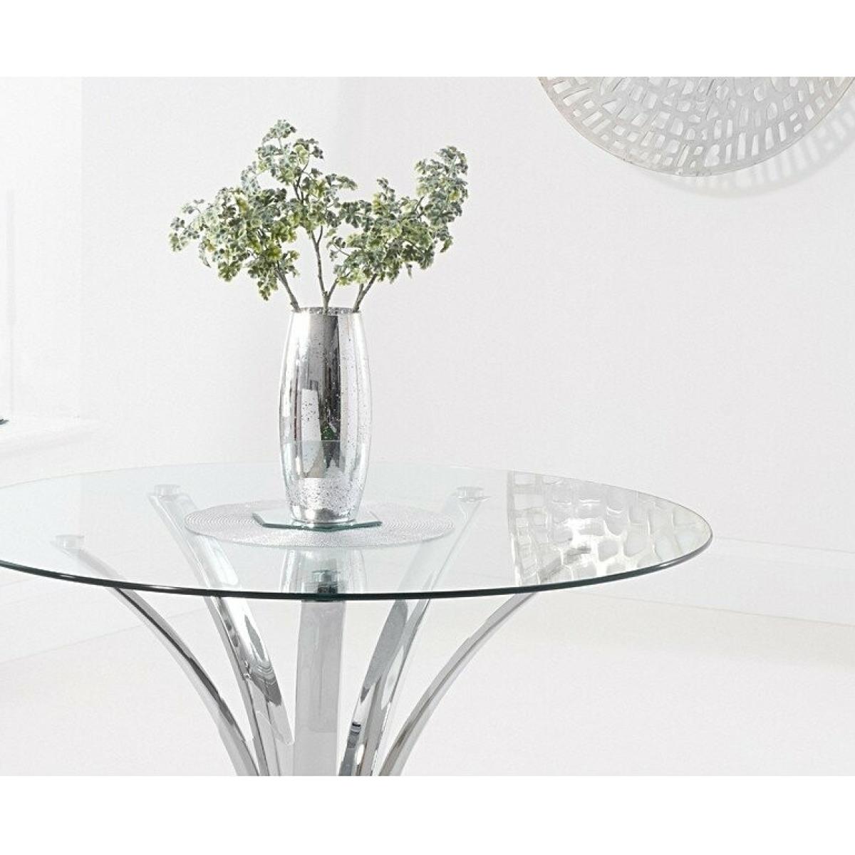 Ex-display Aria 110cm Glass Dining Table with 4 BLACK Calgary Faux Leather Chairs – image 5