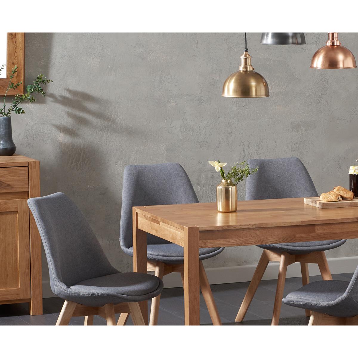 Oxford 120cm Solid Oak Dining Table With 4 Light Grey Orson Fabric Chairs – image 2