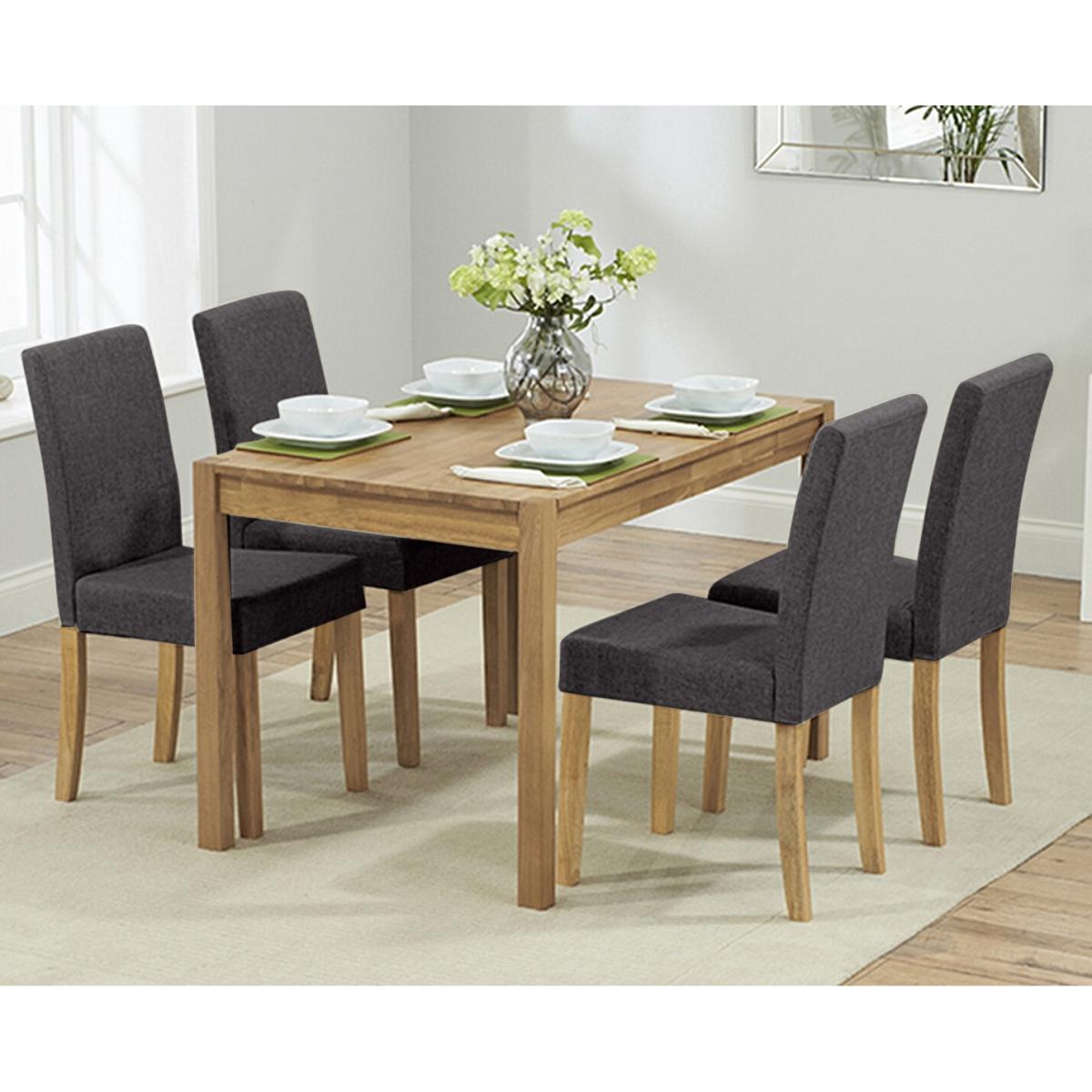 York 120cm Solid Oak Dining Table With 6 Natural Lila Fabric Chairs – image 2