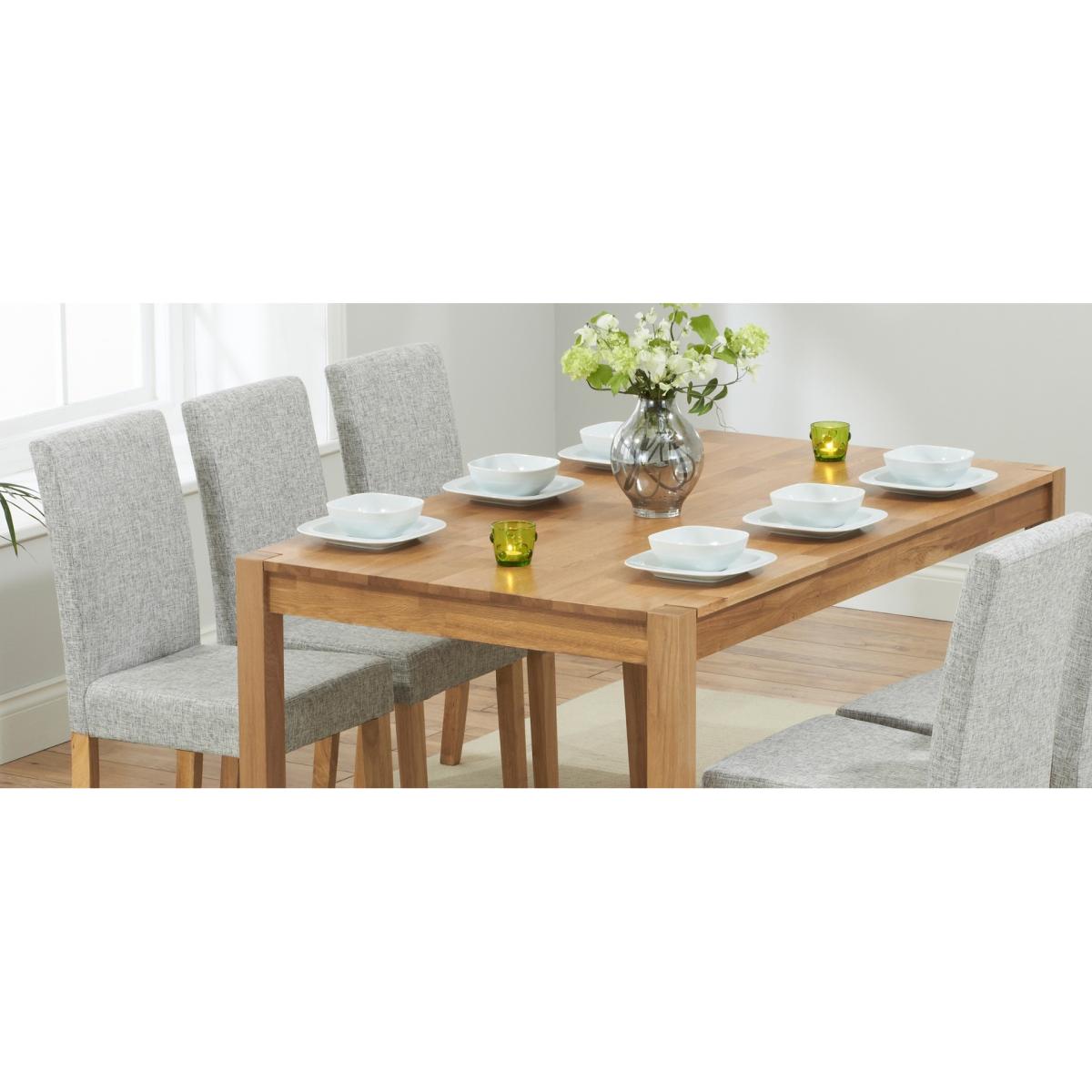 York 120cm Solid Oak Dining Table With 6 Natural Lila Fabric Chairs – image 15