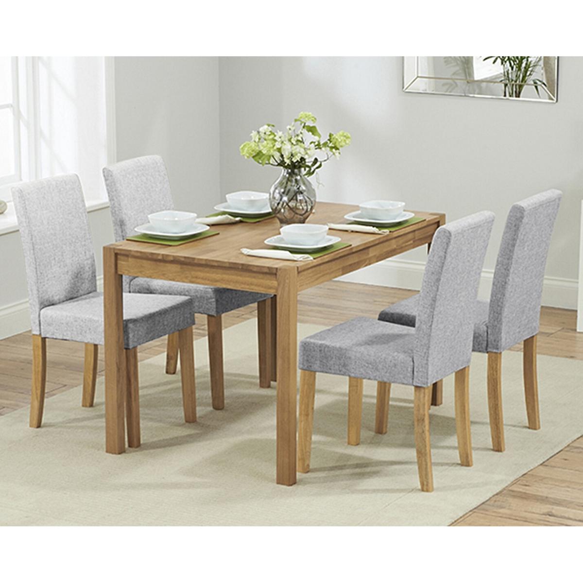 York 120cm Solid Oak Dining Table With 6 Natural Lila Fabric Chairs – image 3