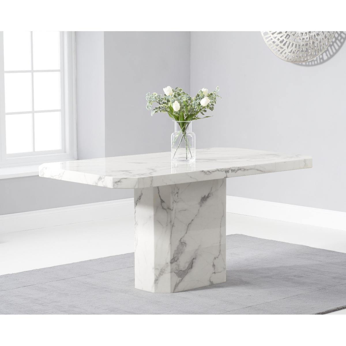 Belle 160cm White Marble Dining Table With 4 Grey Hampstead Dining Chairs – image 2