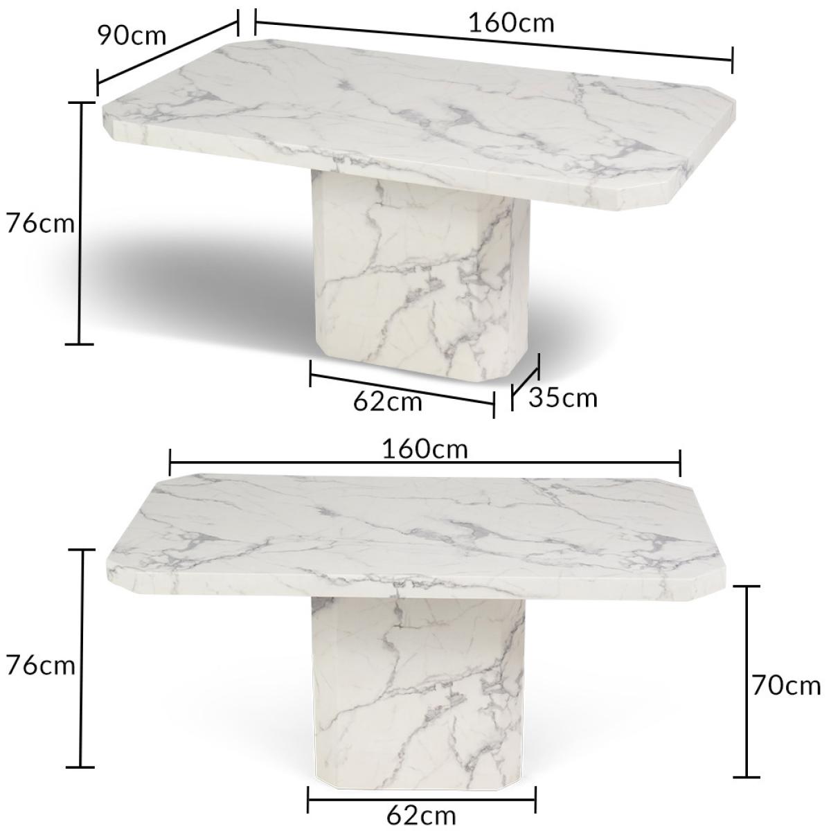 Belle 160cm White Marble Dining Table With 4 Grey Hampstead Dining Chairs – image 18