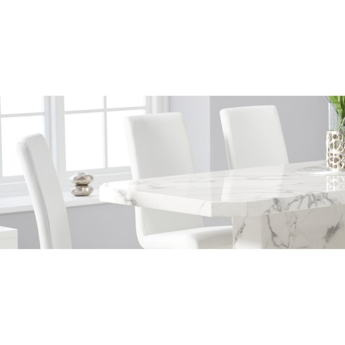 Belle 160cm White Marble Dining Table With 4 Grey Hampstead Dining Chairs – image 10