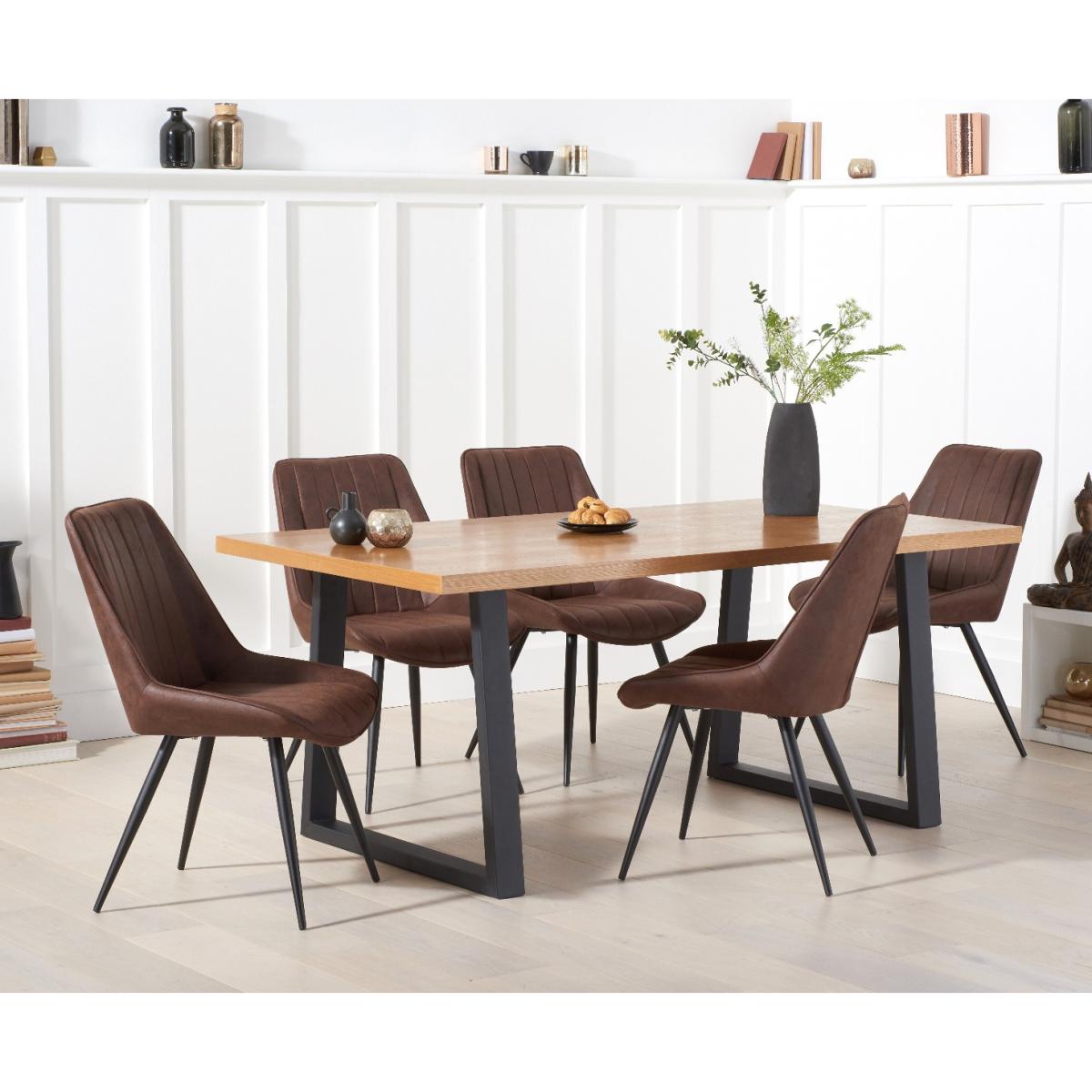 Urban 180cm Industrial Dining Table with Marcel Antique Chairs – image 1