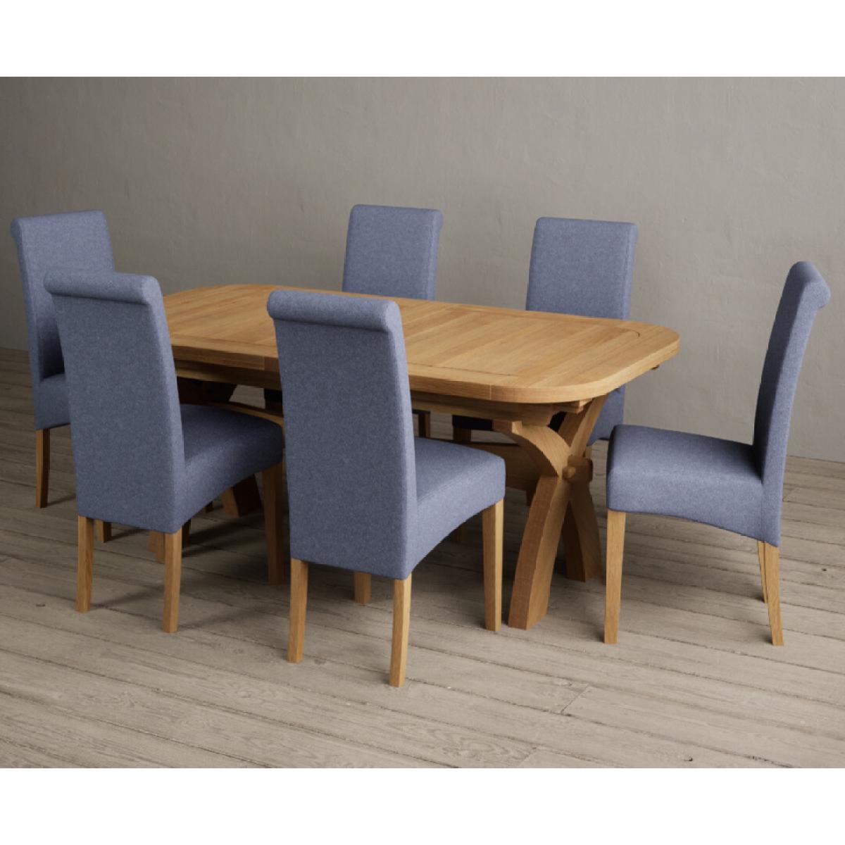 Atlas 180cm Solid Oak Extending Dining Table With 10 Grey Scroll Back Chairs – image 4