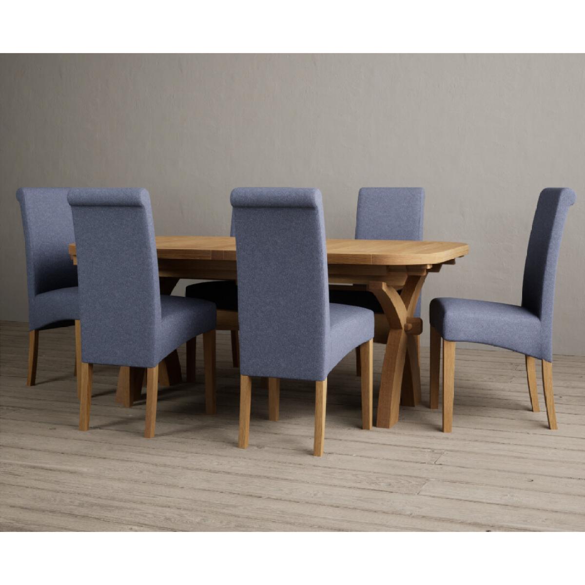 Atlas 180cm Solid Oak Extending Dining Table With 10 Grey Scroll Back Chairs – image 6