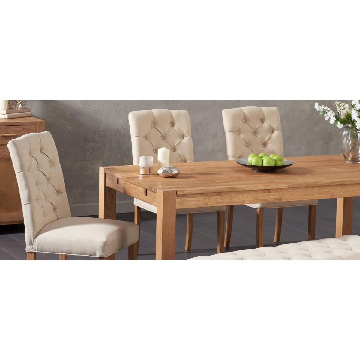 Verona 150cm Solid Oak Dining Table with Claudia Fabric Chairs and Camille Cream Fabric Bench – image 13