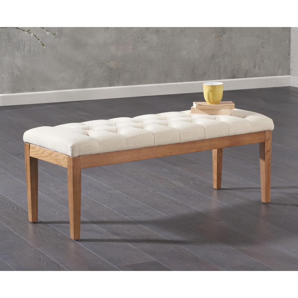 Verona 150cm Solid Oak Dining Table with Claudia Fabric Chairs and Camille Cream Fabric Bench – image 8