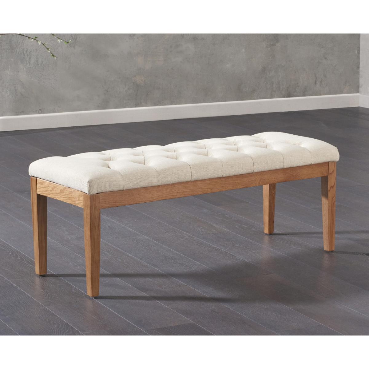 Verona 150cm Solid Oak Dining Table with Claudia Fabric Chairs and Camille Cream Fabric Bench – image 9