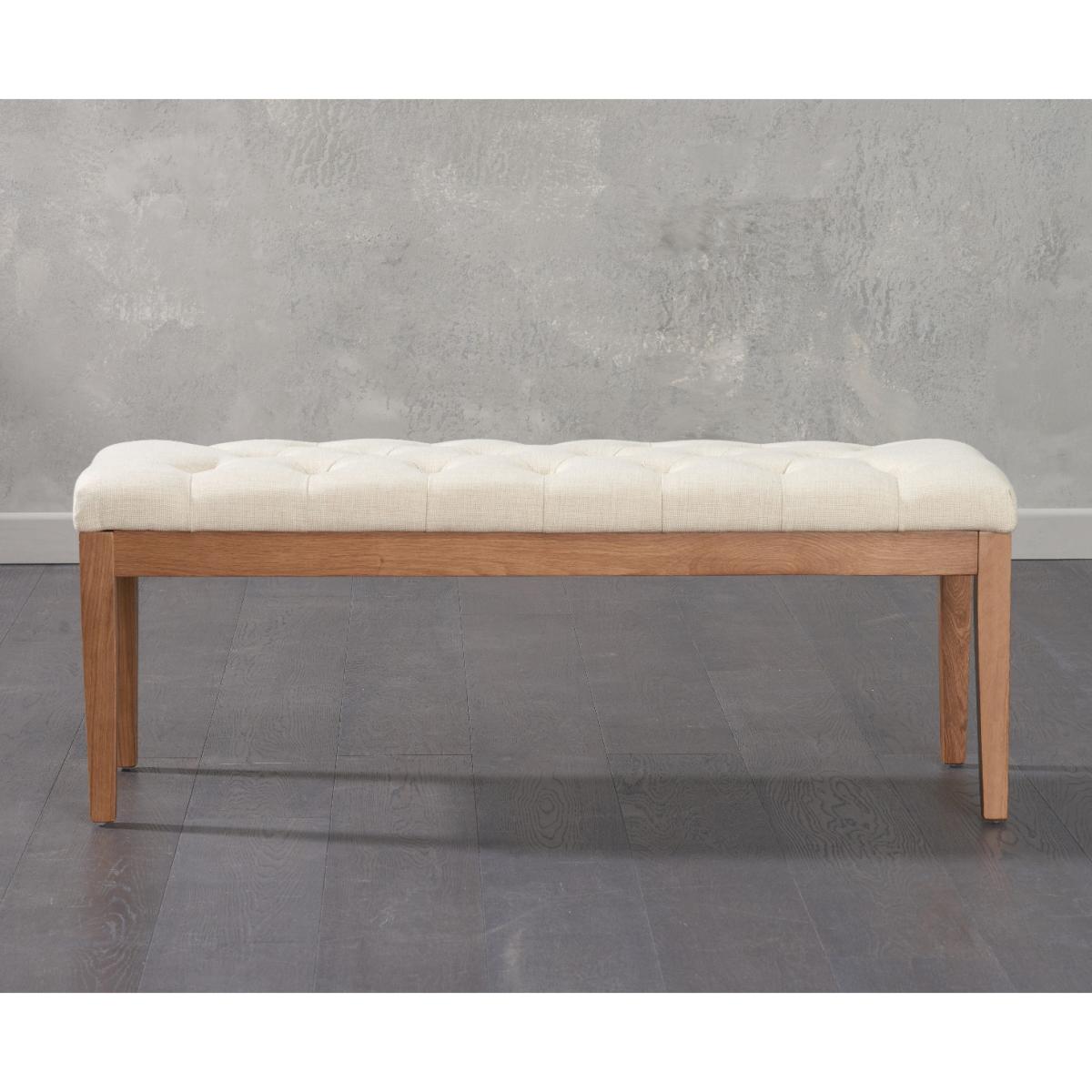 Verona 150cm Solid Oak Dining Table with Claudia Fabric Chairs and Camille Cream Fabric Bench – image 10