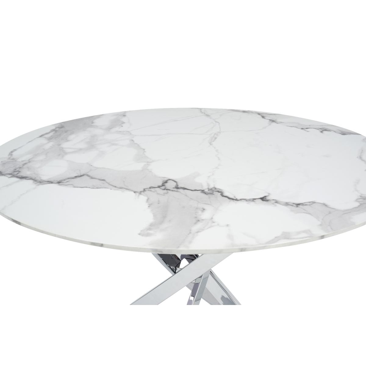 Carter 120cm Round White Marble Table With 4 Grey Angelo Chairs – image 6