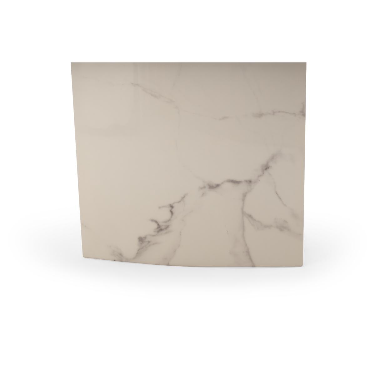 Metropolis 160cm Extending White Marble Dining Table With 6 Black Hampstead Faux Leather Chairs – image 24