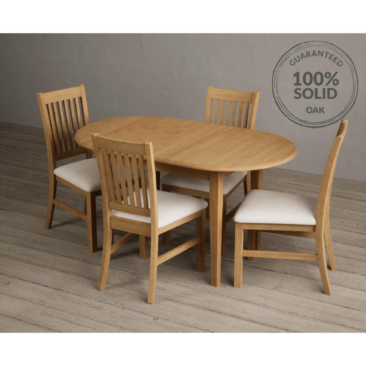 Extending Warwick Solid Oak Dining Table with 4 Blue Warwick Chairs – image 2