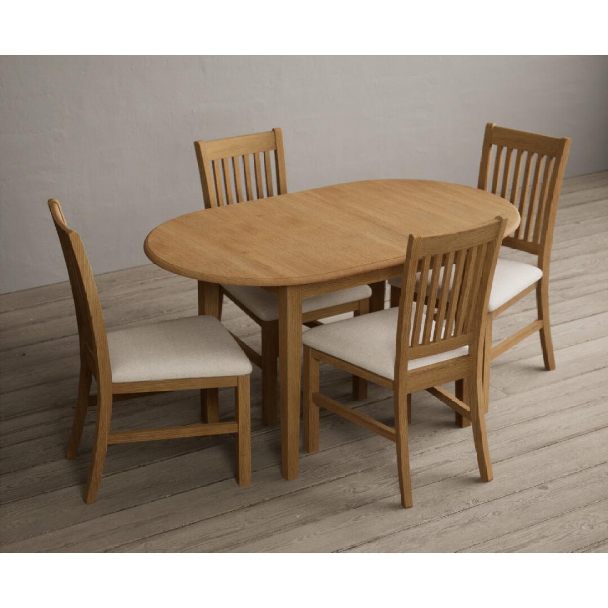 Extending Warwick Solid Oak Dining Table with 4 Blue Warwick Chairs – image 3