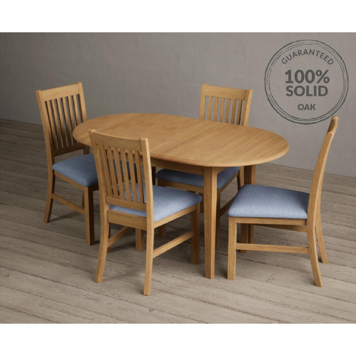 Extending Warwick Solid Oak Dining Table with 4 Blue Warwick Chairs – image 5