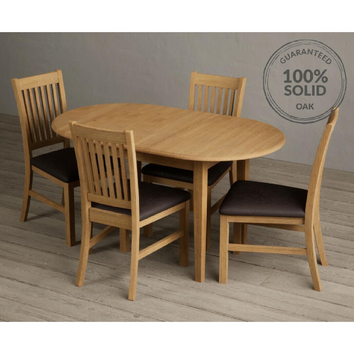 Extending Warwick Solid Oak Dining Table with 4 Blue Warwick Chairs – image 6