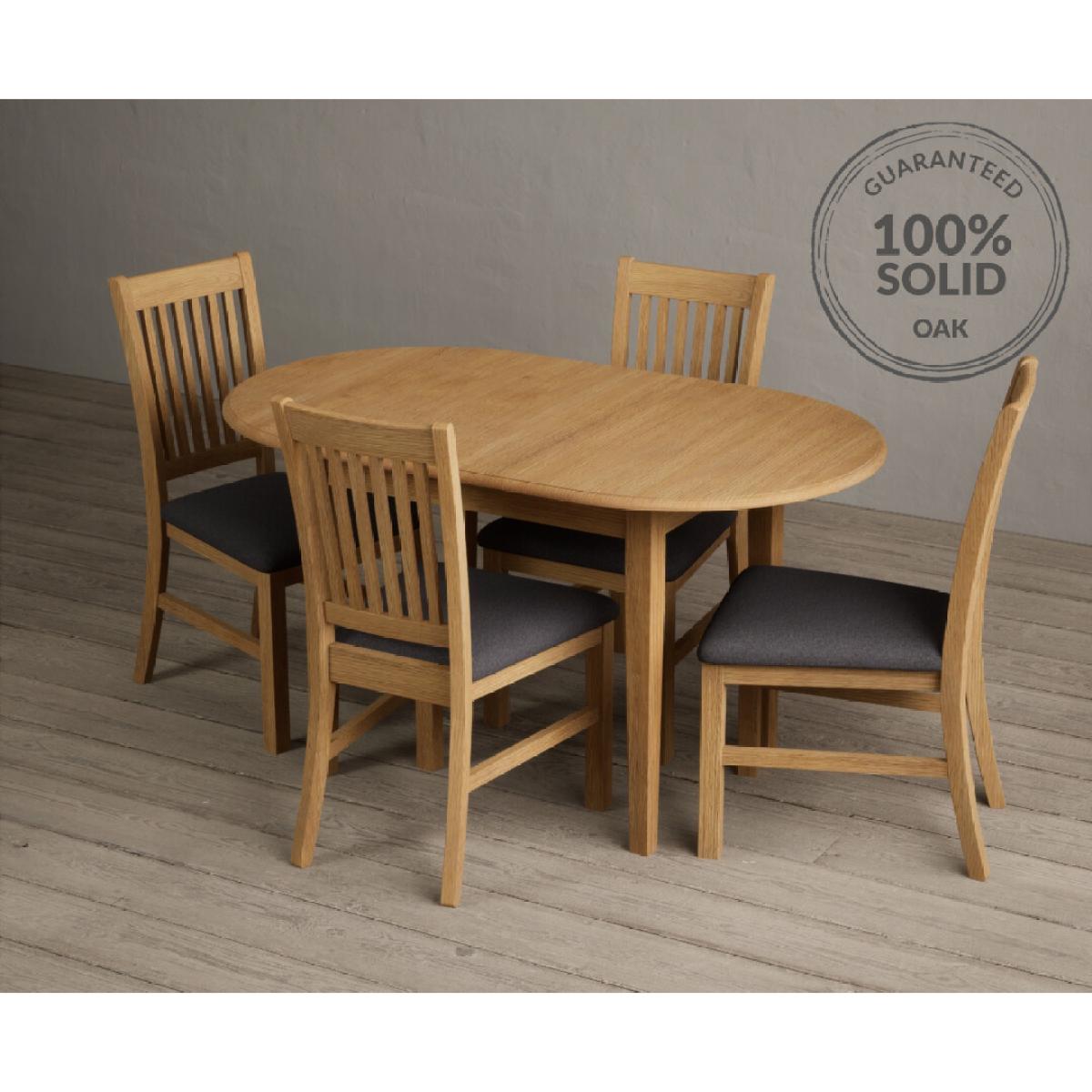 Extending Warwick Solid Oak Dining Table with 4 Blue Warwick Chairs – image 7