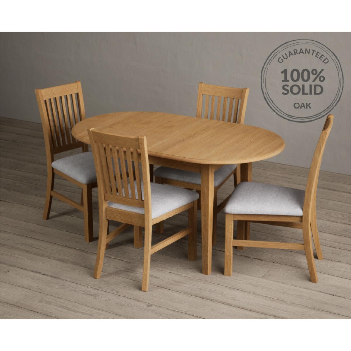 Extending Warwick Solid Oak Dining Table with 4 Blue Warwick Chairs – image 8