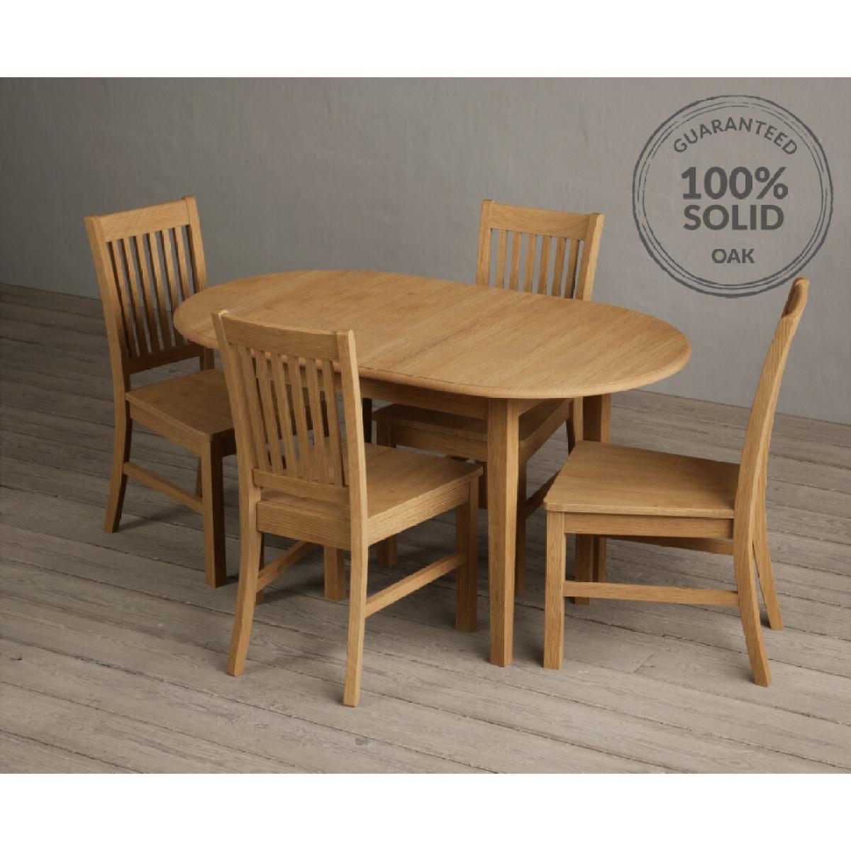 Extending Warwick Solid Oak Dining Table with 4 Blue Warwick Chairs – image 9