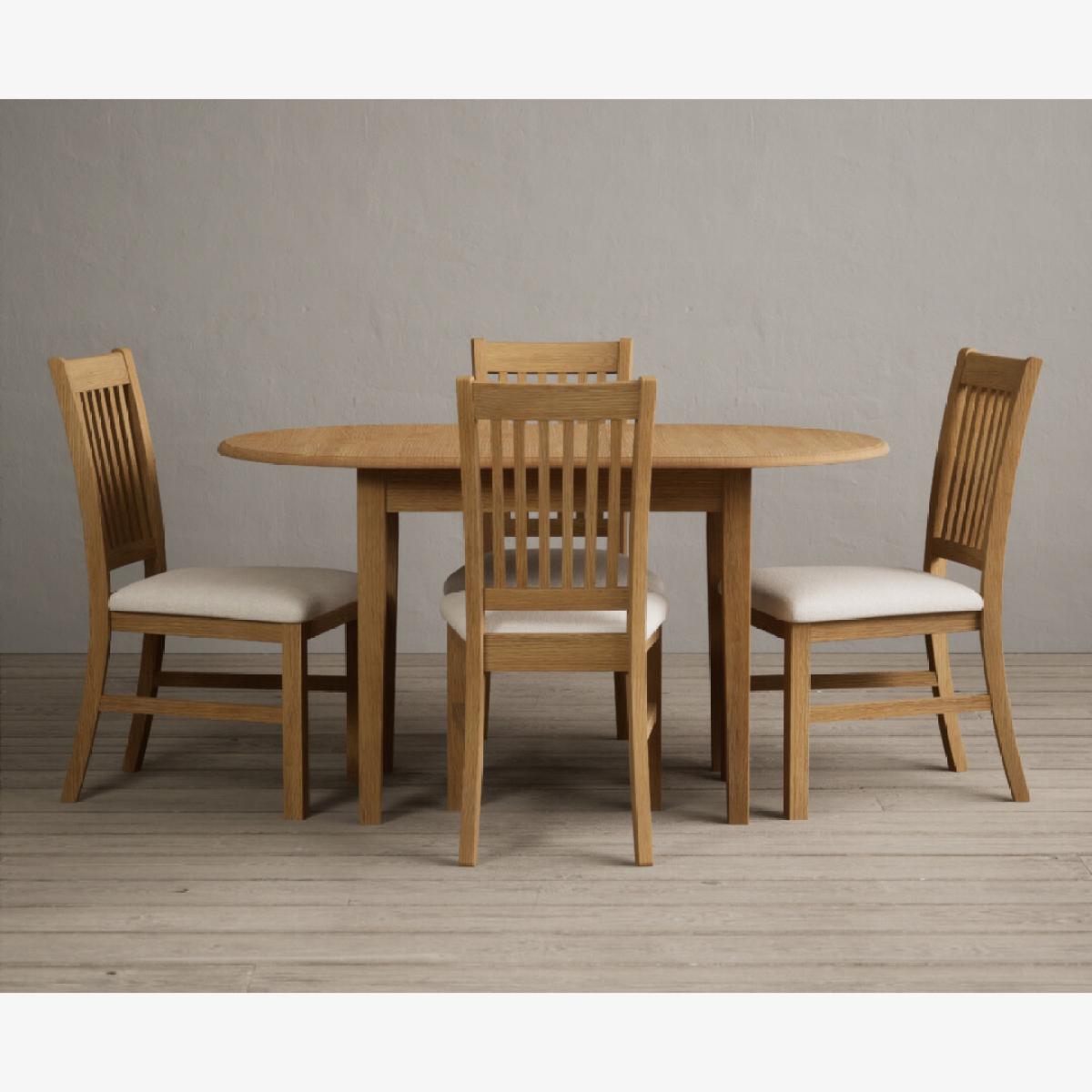 Extending Warwick Solid Oak Dining Table with 4 Blue Warwick Chairs – image 1