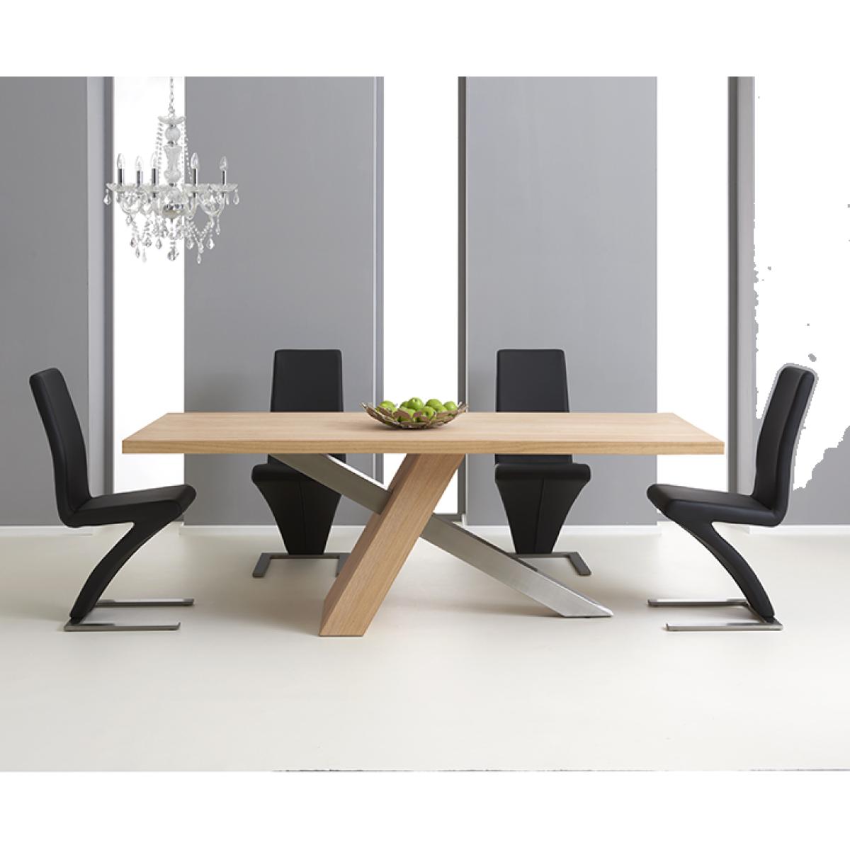 Michigan 180cm Black Leg Industrial Dining Table with 8 Black Hampstead Faux Leather Dining Chairs – image 1
