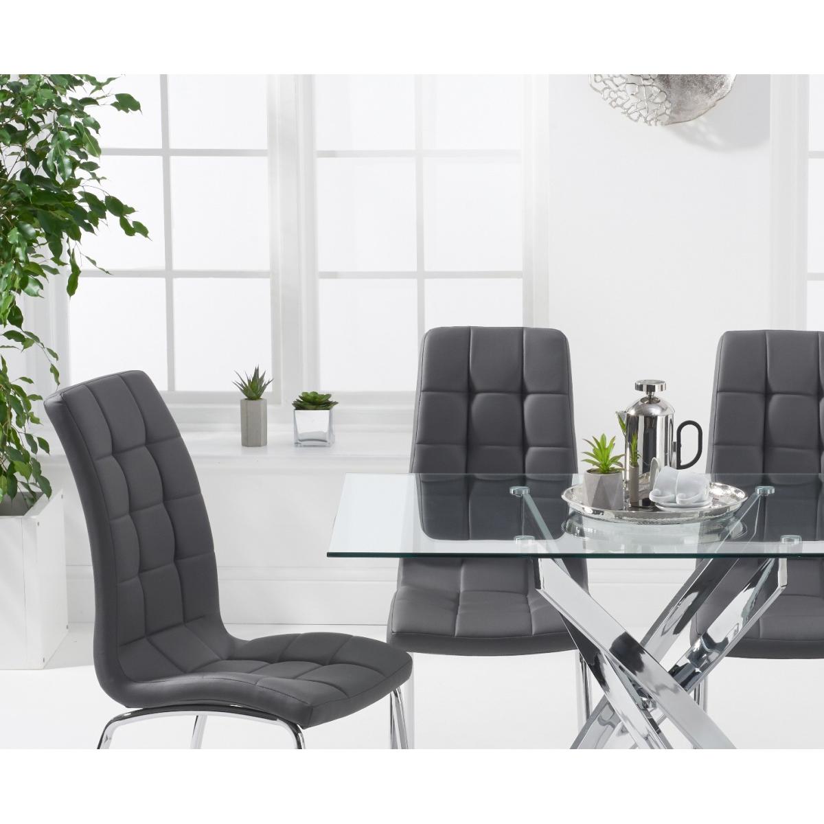 Denver 120cm Rectangular Glass Dining Table With 6 Red Enzo Chairs – image 2