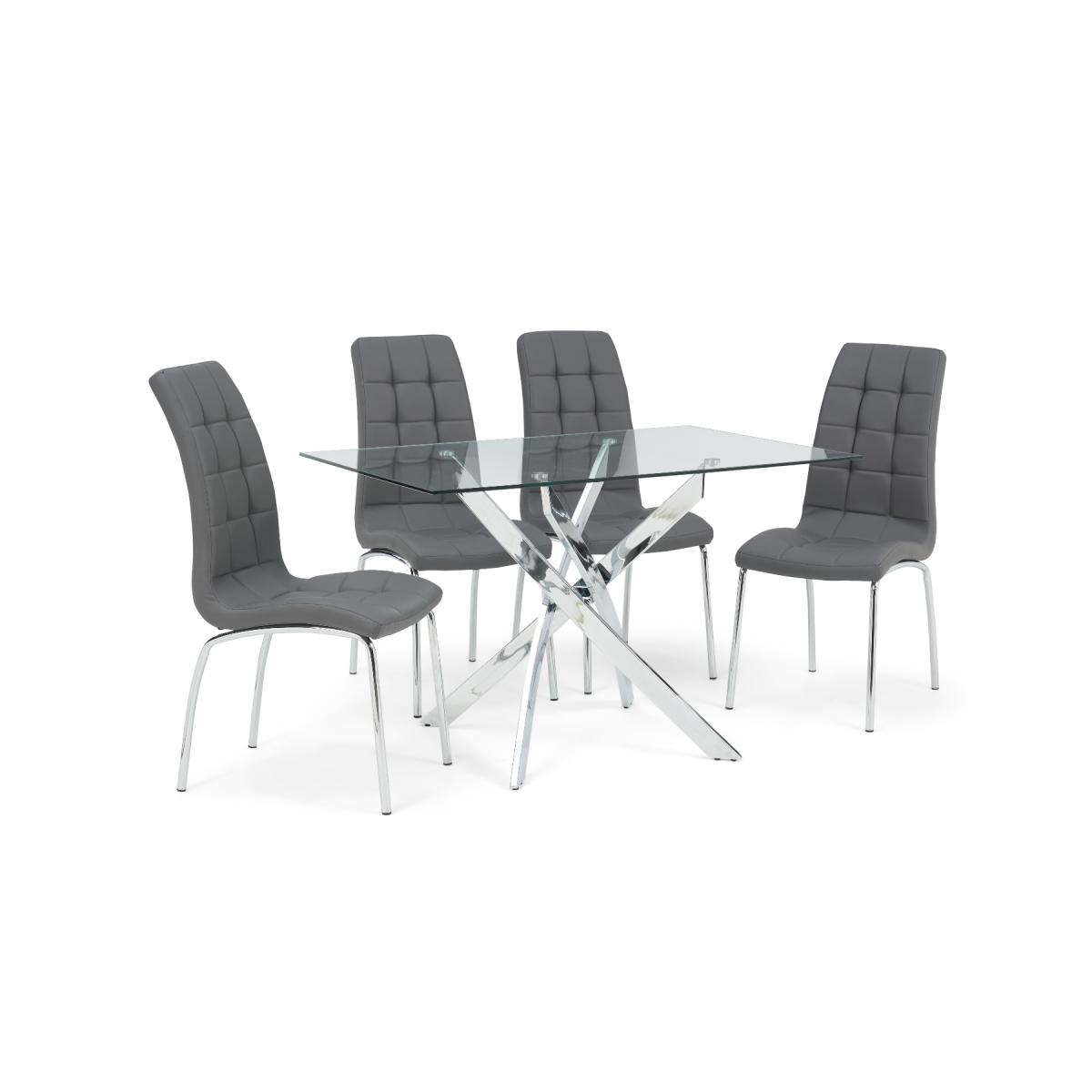 Denver 120cm Rectangular Glass Dining Table With 6 Red Enzo Chairs – image 6