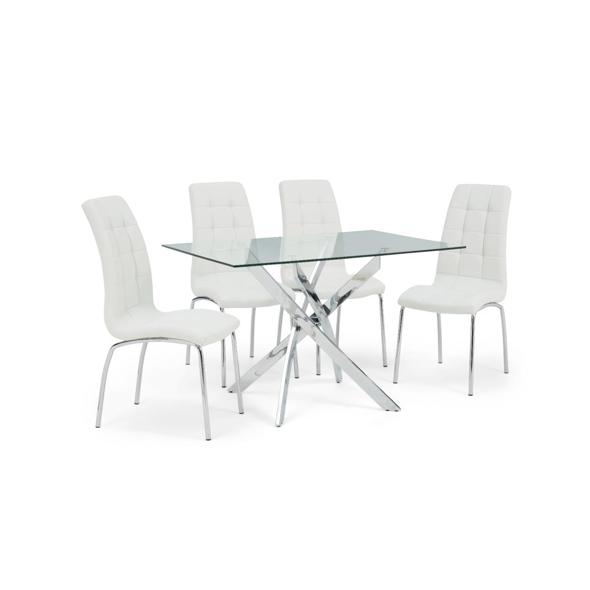 Denver 120cm Rectangular Glass Dining Table With 6 Red Enzo Chairs – image 7