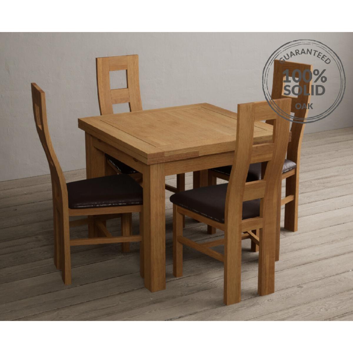 Extending Hampshire 90cm Solid Oak Dining Table With 4 Oak Flow Back Chairs – image 2