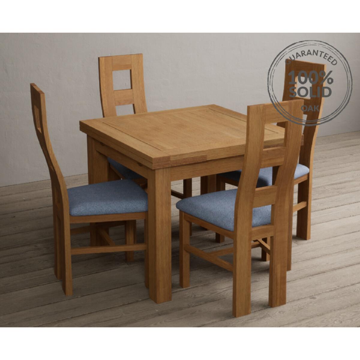 Extending Hampshire 90cm Solid Oak Dining Table With 4 Oak Flow Back Chairs – image 17