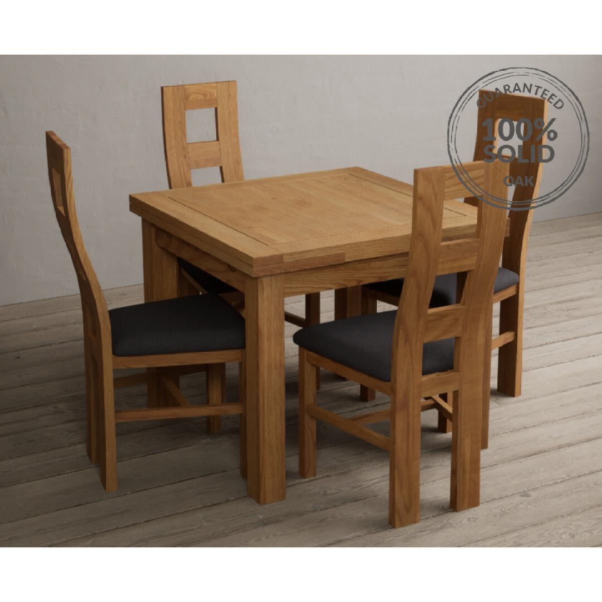 Extending Hampshire 90cm Solid Oak Dining Table With 4 Oak Flow Back Chairs – image 18