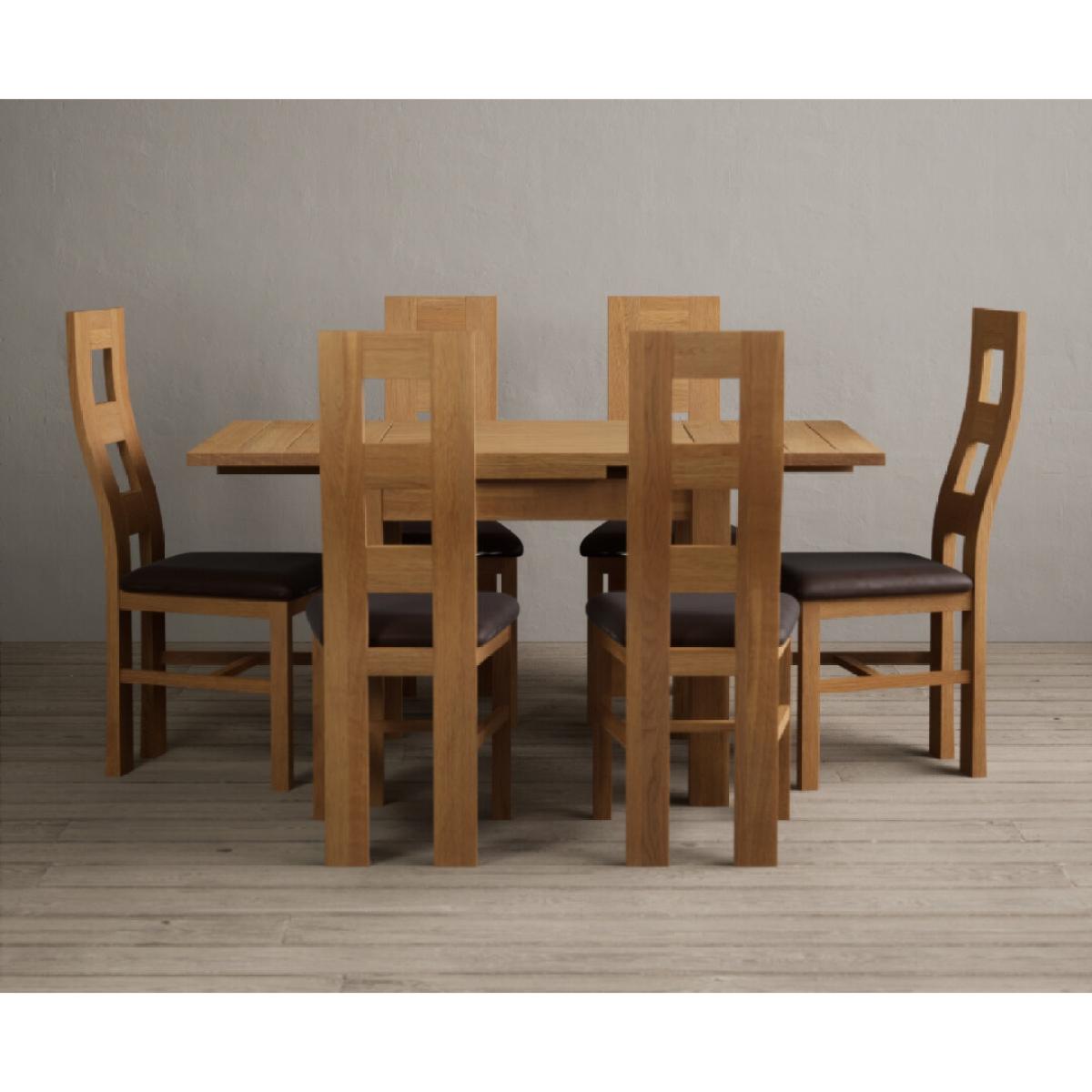 Extending Hampshire 90cm Solid Oak Dining Table With 4 Oak Flow Back Chairs – image 3