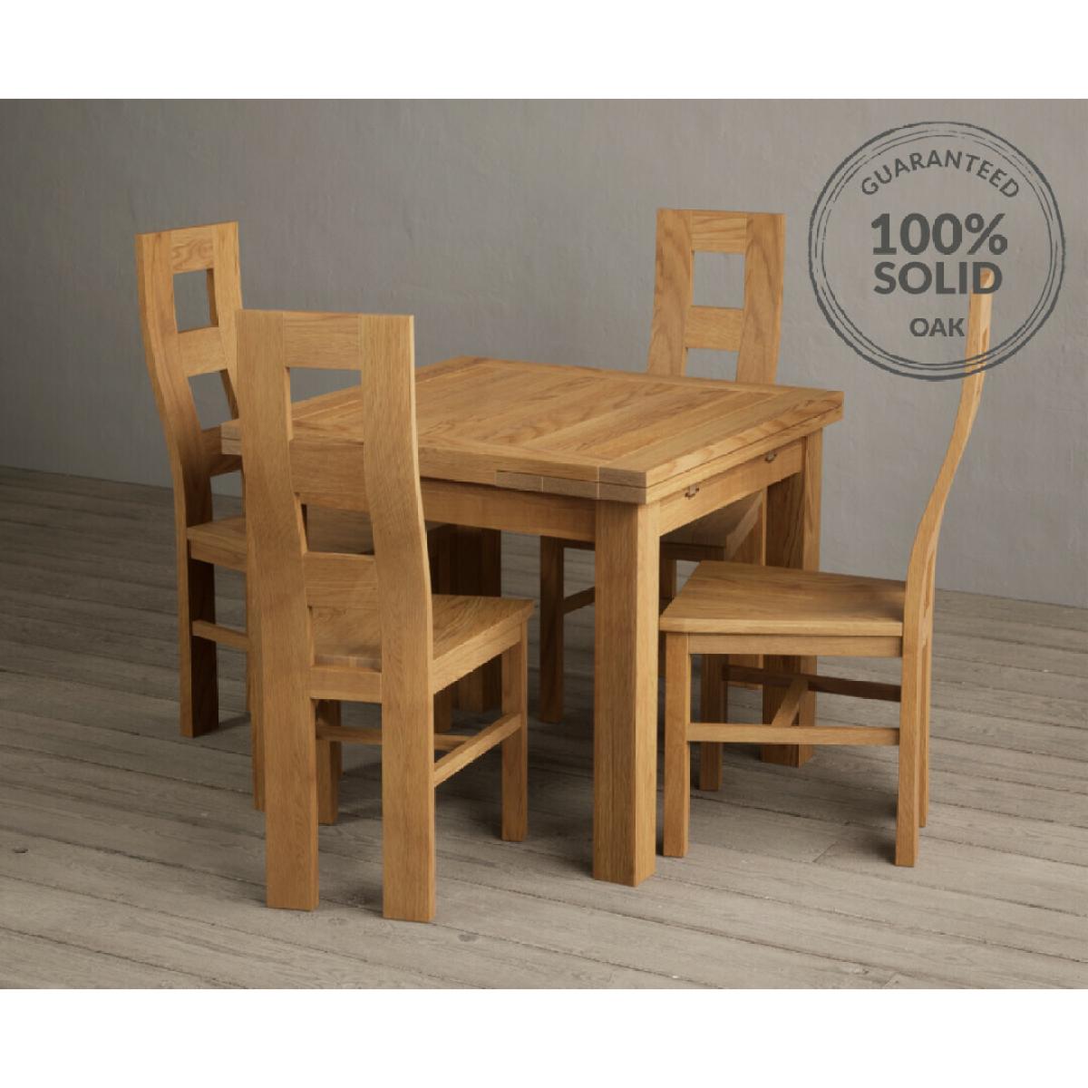 Extending Hampshire 90cm Solid Oak Dining Table With 4 Oak Flow Back Chairs – image 21