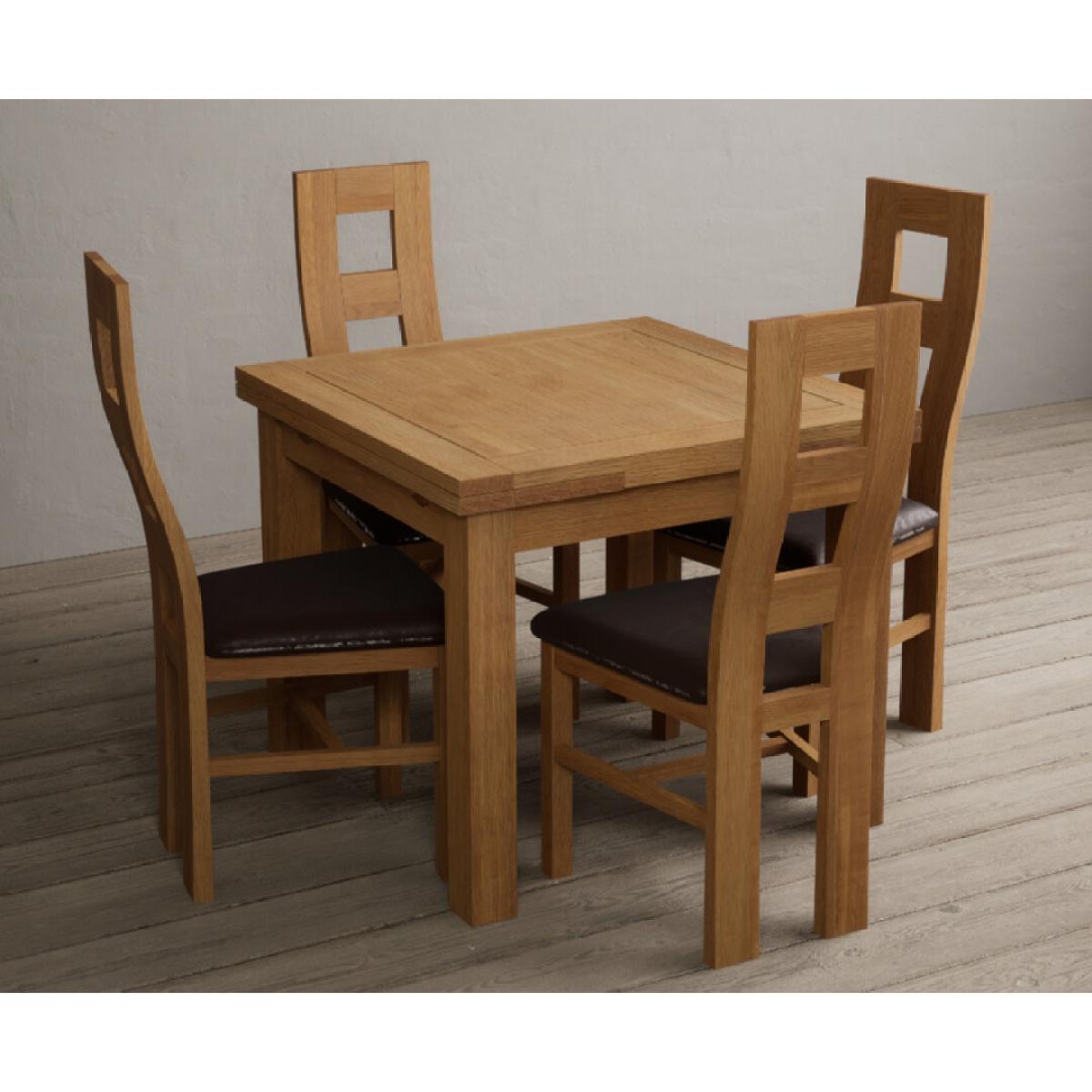 Extending Hampshire 90cm Solid Oak Dining Table With 4 Oak Flow Back Chairs – image 4