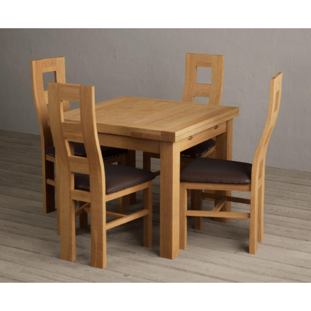 Extending Hampshire 90cm Solid Oak Dining Table With 4 Oak Flow Back Chairs – image 5
