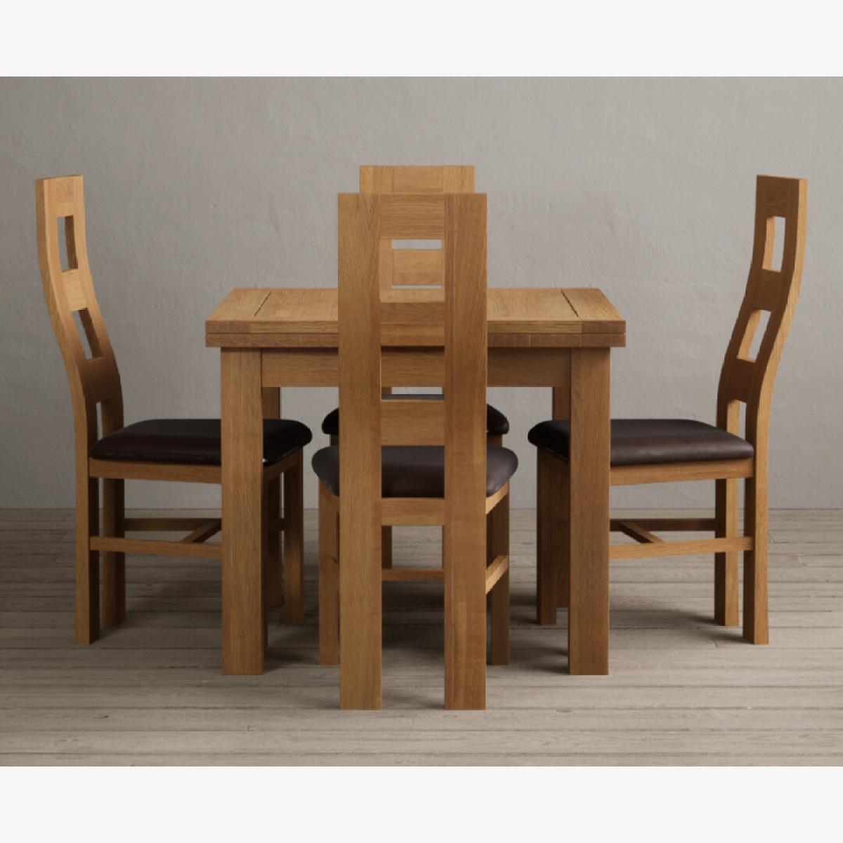 Extending Hampshire 90cm Solid Oak Dining Table With 4 Oak Flow Back Chairs – image 1