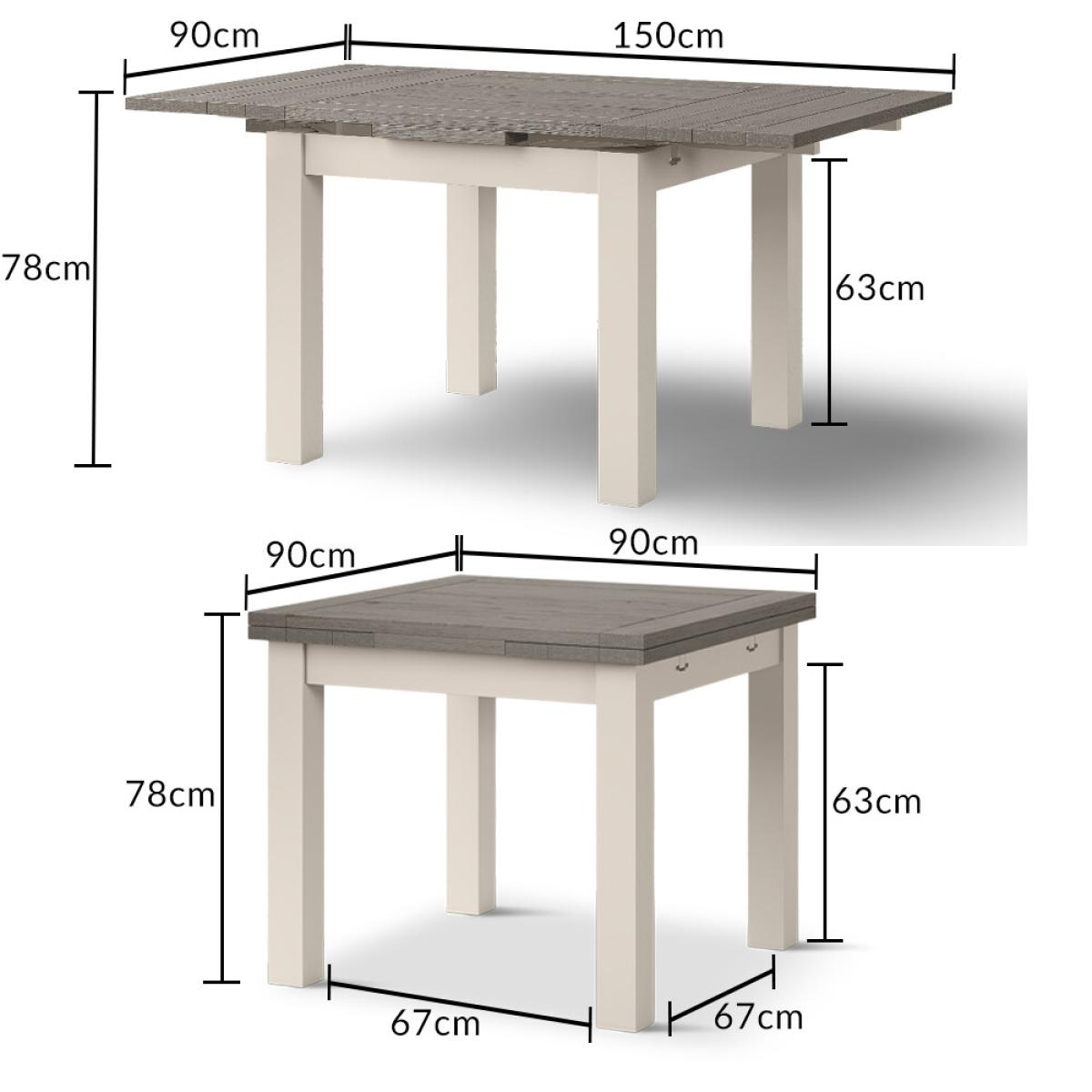 Extending Dartmouth 90cm Oak and Soft White Painted Dining Table With 4 X Back Chairs – image 17