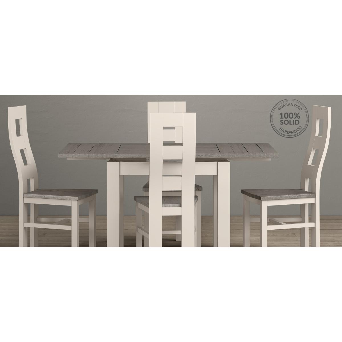 Extending Dartmouth 90cm Oak and Soft White Painted Dining Table With 4 X Back Chairs – image 18