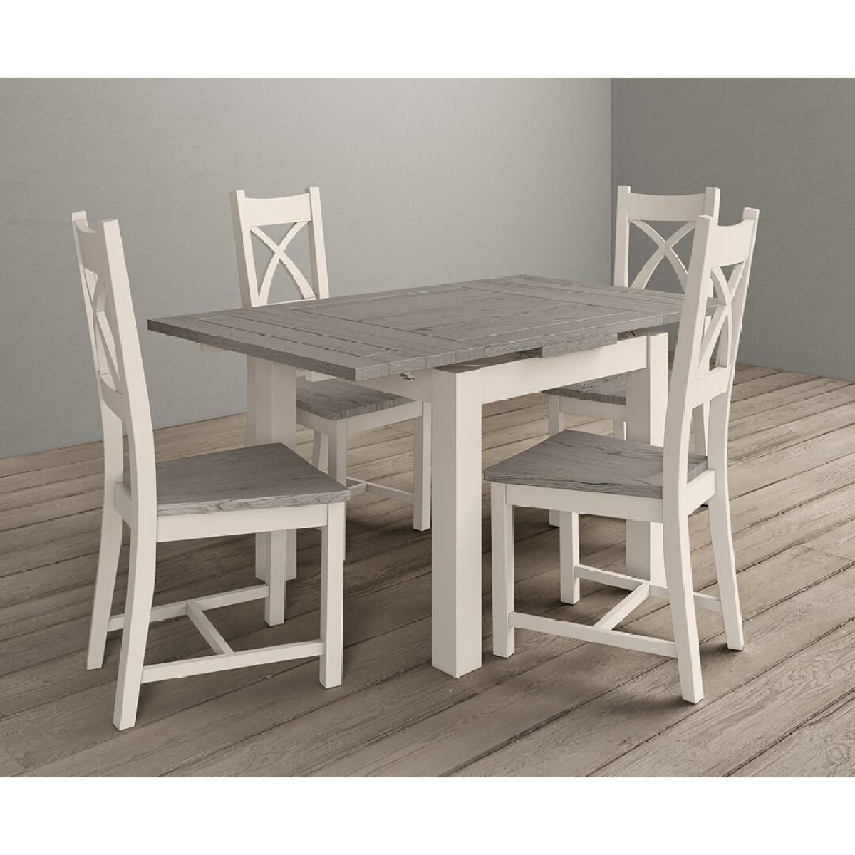 Extending Dartmouth 90cm Oak and Soft White Painted Dining Table With 4 X Back Chairs – image 5