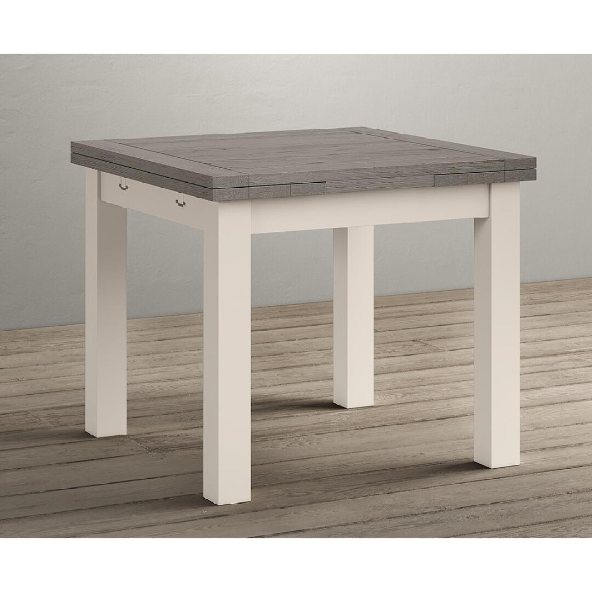 Extending Dartmouth 90cm Oak and Soft White Painted Dining Table With 4 X Back Chairs – image 6